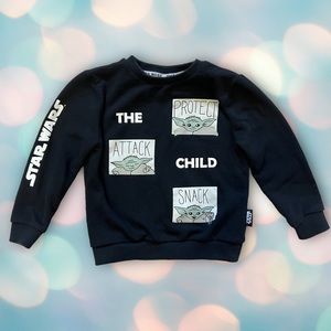 Star Wars Disney Baby Yoda Boy’s Black Crewneck Sweatshirt Size 4/5